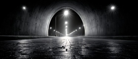 Fototapeta premium light shines from a dark tunnel