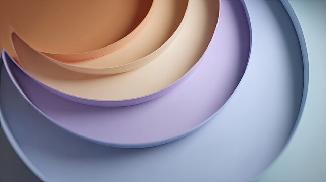 Abstract layered shapes in pastel colors modern design with copy space