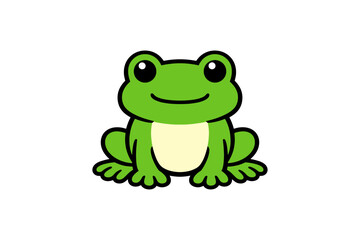 Obraz premium Cute cartoon frog with smiling expression and big eyes