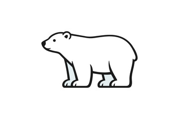 Fototapeta premium Minimalist polar bear illustration on white background