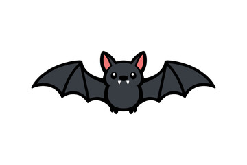 Fototapeta premium Cute cartoon bat with outstretched wings on white background