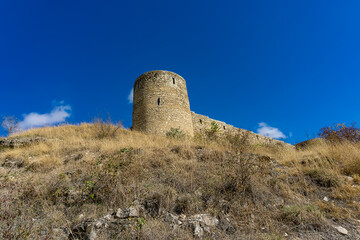 Naklejka premium Medieval Askeran Frotress, built in 1751, located in the Askeran village of Azerbaijan as seen on October 2025.