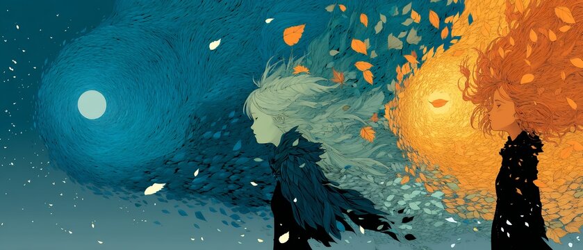 four seasonal winds depicted as characters