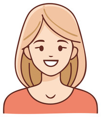 Obraz premium Portrait of a Cheerful Young Woman with a Friendly Smile Vector Illustration