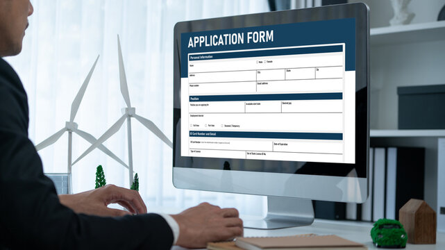 Online application form for brisk registration on the internet website
