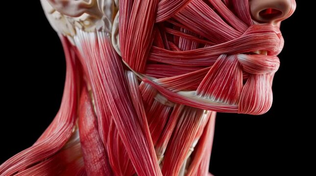 a human jaw with a subtle muscle twitch visible beneath the skin, capturing suppressed stress and tension through hyper-detailed realism and focused lighting.