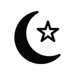 Crescent Star With Modern Syle Icon