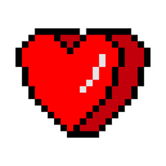 Obraz premium Heart shaped pixel art in 8 bit retro style