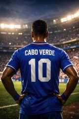Fototapeta premium Cape Verde Male Football Player Standing Before Match
