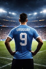 Fototapeta premium Uruguay Male Football Player Standing Before Match