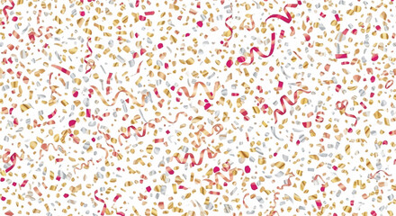 Obraz premium Festive Celebration Background with Pink and Gold Confetti and Streamers