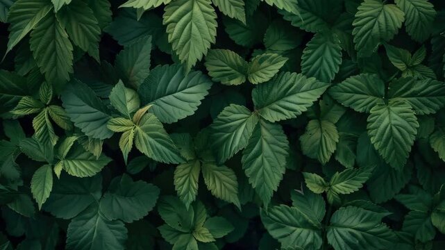 A collection of green leaves with yellow spots in an out-of-focus setting.