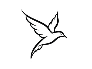 Obraz premium Elegant black line art of a bird in flight.