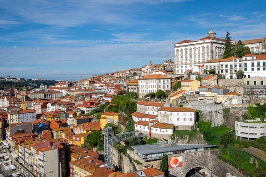 Aerial view of the city of Porto, with its colorful houses and buildings. Portugal.