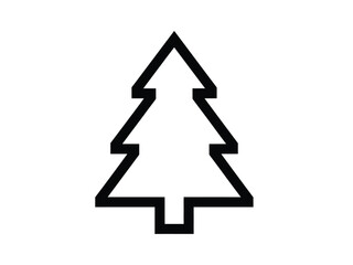 Simple Outline of a Christmas Tree Icon.
