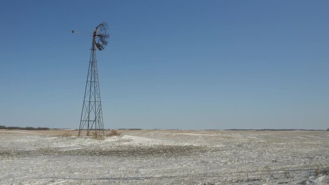 Wind aeration pump Saskatchewan Canada winter