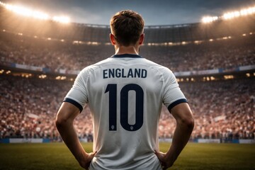 English Male Football Player in White Jersey at World Cup
