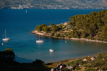 Croatian Coastline with Sailboats