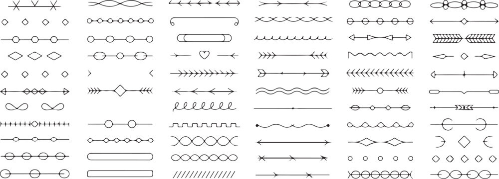 divider border elements filigree swirl heart infinity collection