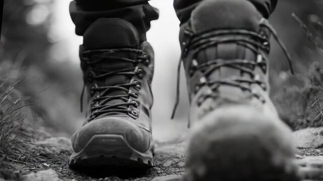 Shoes on a hike, blurred background