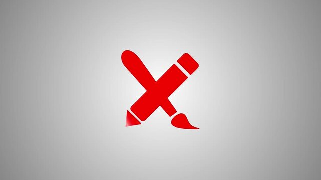 A dynamic animation reveals a sleek red pencil and paintbrush forming an 'x' shape, symbolizing creativity and artistic expression