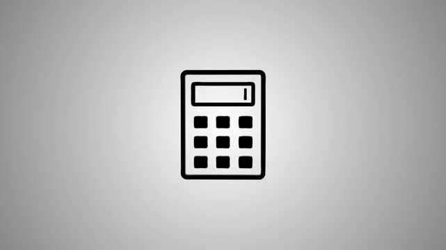 Calculator icon animation with 3d rotation effect and metallic finish on neutral background for finance and business concepts