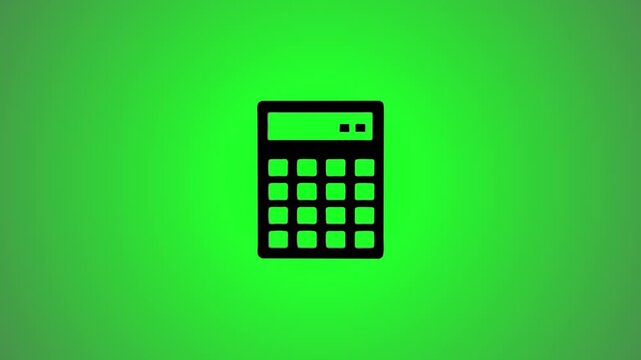 Green calculator animation with isometric perspective and subtle lighting effects