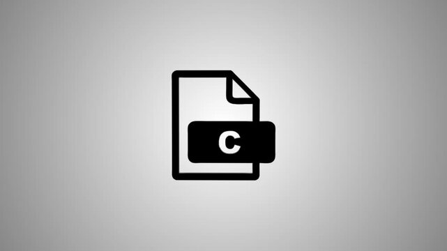Animated graphic of a document icon with a letter c inside a black rectangle overlay