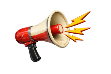 Naklejka premium Loudspeaker broadcasting important announcement and news with sound waves, spreading information, warning, and alert concept