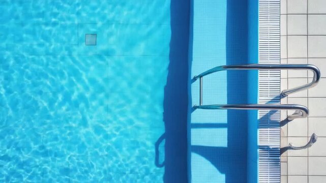 Clean and sparkling swimming pool with gentle ripples in the water surface.