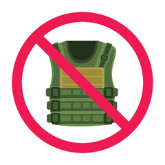 Obraz premium No military vest sign, forbidden army outfit symbol, do not wear soldier costume sign, military cosplay prohibited icon, prohibited tactical outfit icon