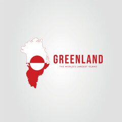 Greenland map logo vector illustration design with its flag and title.