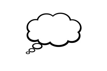 Thought bubble line art icon with transparent background, indicating thinking, dreaming, or imagination for communication