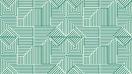 Emerald Cream Linear Geometric Pattern