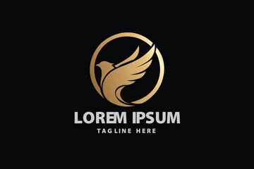 Obraz premium Flying Bird Phoenix Inside Circular Frame Vector logo template