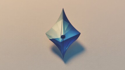 Abstract geometric shape with blue and white colors on a light background