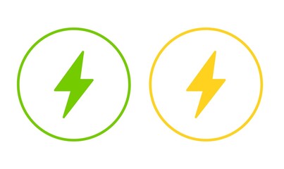 green and yellow battery icons side by side, full charging low charging, high voltage sign, battery icon, charger, charging icon, 