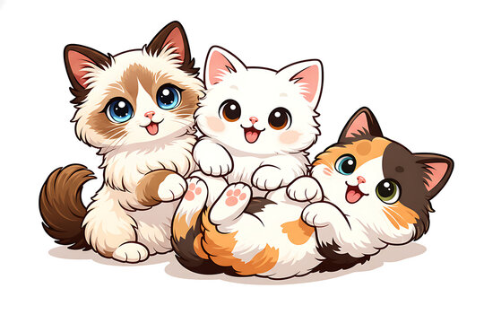 Tr&ecirc;s gatinhos fofos
