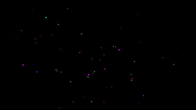 Colorful Isolated Confetti party popper Explosion confetti Blast Realistic on Transparent Background / Green Screen / Alpha Matte Channel Perfect for Compositing into Your CGI Scene. 4K Progress 4444