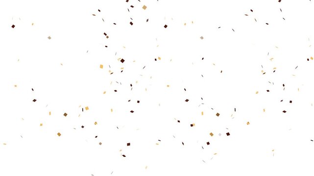 3D animation of exploding confetti White Background. Colorful Isolated Confetti party popper Explosion. Falling colored confetti raining animation on black background