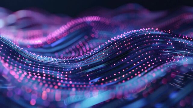 A dynamic and colorful digital art piece featuring a swirling pattern of light in hues of purple, blue, pink, and green.