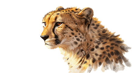 Obraz premium Realistic Cheetah Portrait Soft Golden Light Natural Colors Isolated