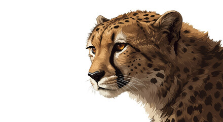 Obraz premium Realistic Cheetah Portrait Wild Animal Isolated Transparent Background