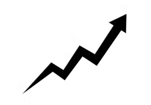 Black zigzag arrow pointing up on transparent background - Powered by Adobe