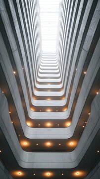 Vertical Perspective Of Lightwell In Modern Building Interior Architectural Design Natural Illumination Feature