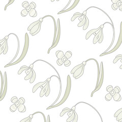 Snowdrop Seamless Pattern Background