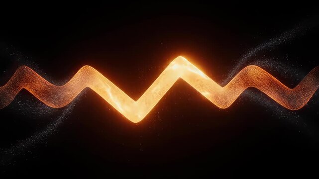 Illuminated zigzag line emits warm glow, set against a dark background