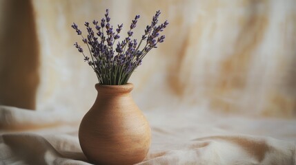 A small bunch of lavender in a simple vase