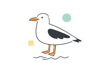 Abstract minimalist seagull illustration with geometric shapes