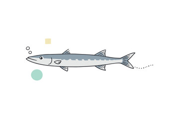 Fototapeta premium Illustration of barracuda fish with abstract shapes